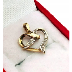 Złota zawieszka serce z cyrkoniami Pr.375 W:0,88gr InterSKLEP