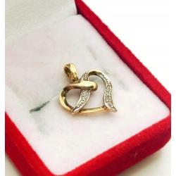 Złota zawieszka serce z cyrkoniami Pr.375 W:0,88gr InterSKLEP