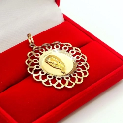 Złota zawieszka medalik z Maryją duży ażurowy Pr.585 W:3,62gr