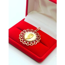 Złota zawieszka medalik z Maryją duży ażurowy Pr.585 W:3,62gr