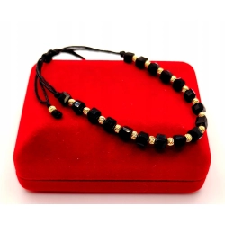 Sznurkowa bransoletka złote kulki PR.585 W:3,71gr Dł.13-25cm InterSKLEP