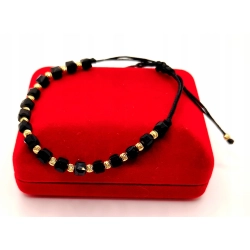 Sznurkowa bransoletka złote kulki PR.585 W:3,71gr Dł.13-25cm InterSKLEP