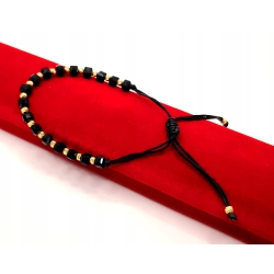 Sznurkowa bransoletka złote kulki PR.585 W:3,71gr Dł.13-25cm InterSKLEP