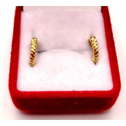 Złote kolczyki mini kółka zdobione PR.585 W:1,12gr InterSKLEP