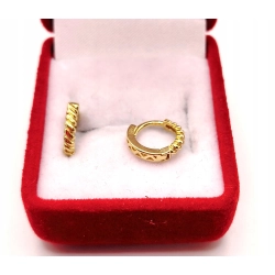 Złote kolczyki mini kółka zdobione PR.585 W:1,12gr InterSKLEP