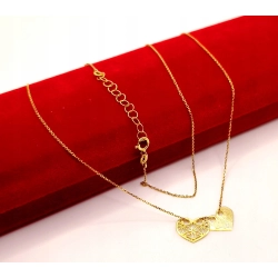 Złoty łańcuszek celebrytka dwa serca PR.333 W:0,88gr Dł.42-45cm InterSKLEP