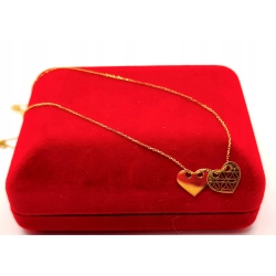Złoty łańcuszek celebrytka dwa serca PR.333 W:0,88gr Dł.42-45cm InterSKLEP