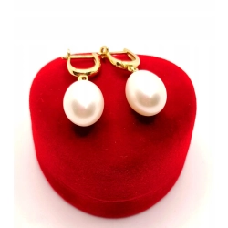 Złote kolczyki z Perłami wiszące PR.585 W:6,08gr InterSKLEP