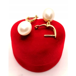 Złote kolczyki z Perłami wiszące PR.585 W:6,08gr InterSKLEP