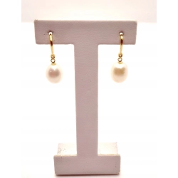 Złote kolczyki wiszące z perłą PR.375 W:3,25gr InterSKLEP