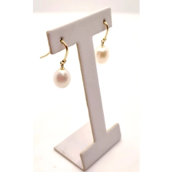 Złote kolczyki wiszące z perłą PR.375 W:3,25gr InterSKLEP