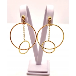 Złote kolczyki wiszące dwa kółka PR.375 W:3,01gr InterSKLEP