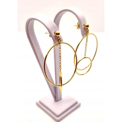Złote kolczyki wiszące dwa kółka PR.375 W:3,01gr InterSKLEP