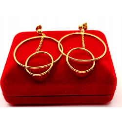 Złote kolczyki wiszące dwa kółka PR.375 W:3,01gr InterSKLEP