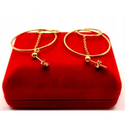 Złote kolczyki wiszące dwa kółka PR.375 W:3,01gr InterSKLEP