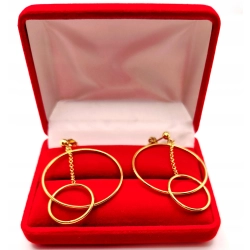 Złote kolczyki wiszące dwa kółka PR.375 W:3,01gr InterSKLEP
