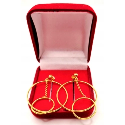 Złote kolczyki wiszące dwa kółka PR.375 W:3,01gr InterSKLEP