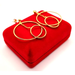 Złote kolczyki wiszące dwa kółka PR.375 W:3,01gr InterSKLEP