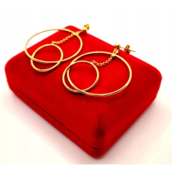 Złote kolczyki wiszące dwa kółka PR.375 W:3,01gr InterSKLEP