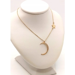 Złoty łańcuszek z zawieszka księżyc i gwiazda Pr.585 W:1,46gr Dł:46cm