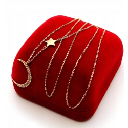 Złoty łańcuszek z zawieszka księżyc i gwiazda Pr.585 W:1,46gr Dł:46cm