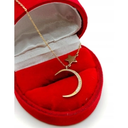 Złoty łańcuszek z zawieszka księżyc i gwiazda Pr.585 W:1,46gr Dł:46cm