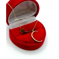 Złoty łańcuszek z zawieszka księżyc i gwiazda Pr.585 W:1,46gr Dł:46cm