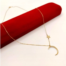 Złoty łańcuszek z zawieszka księżyc i gwiazda Pr.585 W:1,46gr Dł:46cm