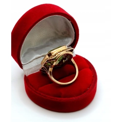 Złoty pierścionek Vintage zielony kamień Pr.585 W:12,69gr Roz.9