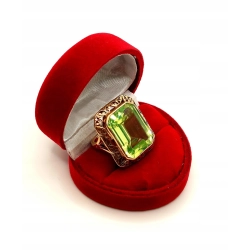 Złoty pierścionek Vintage zielony kamień Pr.585 W:12,69gr Roz.9