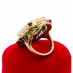 Złoty pierścionek Vintage zielony kamień Pr.585 W:12,69gr Roz.9