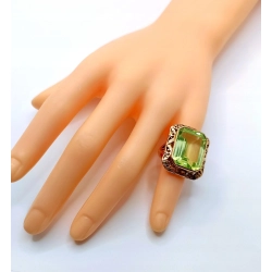 Złoty pierścionek Vintage zielony kamień Pr.585 W:12,69gr Roz.9