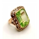 Złoty pierścionek Vintage zielony kamień Pr.585 W:12,69gr Roz.9