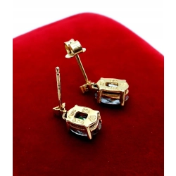 Złote kolczyki z Topazem Mystic i diamentami 0,04ct Pr.375 W:1,45gr sztyft