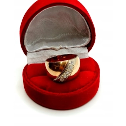 Złoty pierścionek obrączka z cyrkoniami Pr.583 W:6,18gr R.18 Szer.1,3cm