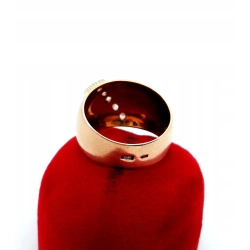 Złoty pierścionek obrączka z cyrkoniami Pr.583 W:6,18gr R.18 Szer.1,3cm