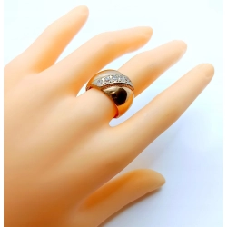 Złoty pierścionek obrączka z cyrkoniami Pr.583 W:6,18gr R.18 Szer.1,3cm