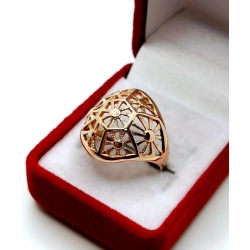 Złoty pierścionek kopułka ażurowa Pr.583 W:3,98gr Roz.14 Szer.1,9cm