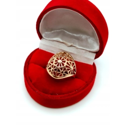 Złoty pierścionek kopułka ażurowa Pr.583 W:3,98gr Roz.14 Szer.1,9cm