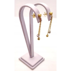 Złote kolczyki wiszące kulki na łańcuszku PR.585 W:1,29gr InterSKLEP