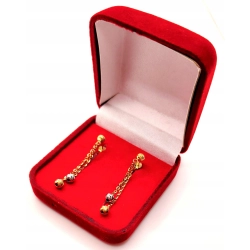 Złote kolczyki wiszące kulki na łańcuszku PR.585 W:1,29gr InterSKLEP