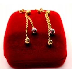 Złote kolczyki wiszące kulki na łańcuszku PR.585 W:1,29gr InterSKLEP