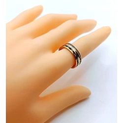 Złoty pierścionek obrączka z cyrkoniami szer.6mm Pr.585 W:4,23gr Roz.14