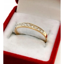 Złoty pierścionek obrączka z cyrkoniami Pr.585 W:1,51gr Roz.16