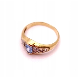 Złoty pierścionek z Topazem i cyrkoniami PR.585 W:2,28gr R.13 InterSKLEP