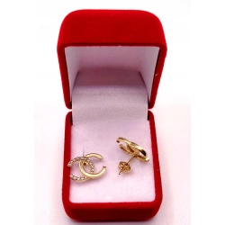 Złote kolczyki CC z cyrkoniami PR.585 W:1,81gr InterSKLEP