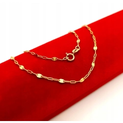 Złoty łańcuszek ankier z blaszkami Pr.585 W:1,35gr Dł:43cm