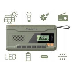 RADIO NA KORBKĘ przenośne solarne dynamo awaryjne LATARKA Powerbank 4500mAh