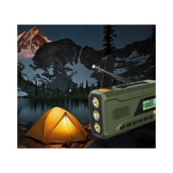 RADIO NA KORBKĘ przenośne solarne dynamo awaryjne LATARKA Powerbank 4500mAh