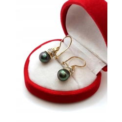 Złote kolczyki z czarnymi perłami Tahitian Pr.585 W:3,33gr do kompletu